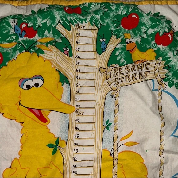 Handmade baby blanket quilt Sesame Street big bird Elmo vintage growth chart - Picture 2 of 9